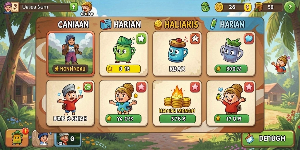 Grafis yang menarik dan ceria.
